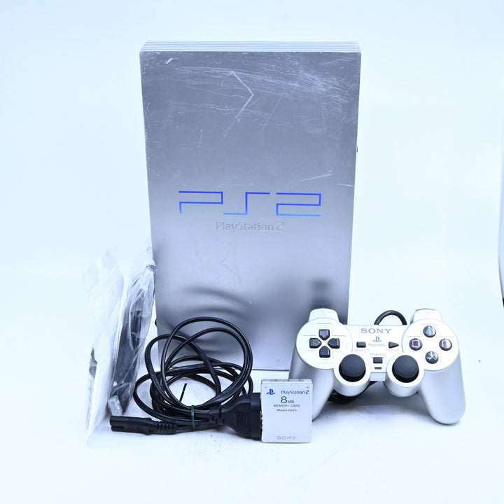 Sony Playstation 2 / PS2 Console Fat Silver GENUINE CONTROLLER + CABLES + HDMI