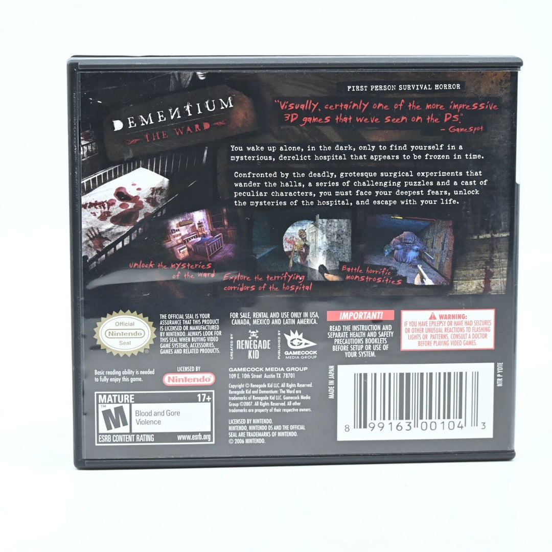 Dementium: The Ward - Nintendo DS Game - Region Free - FREE POST!