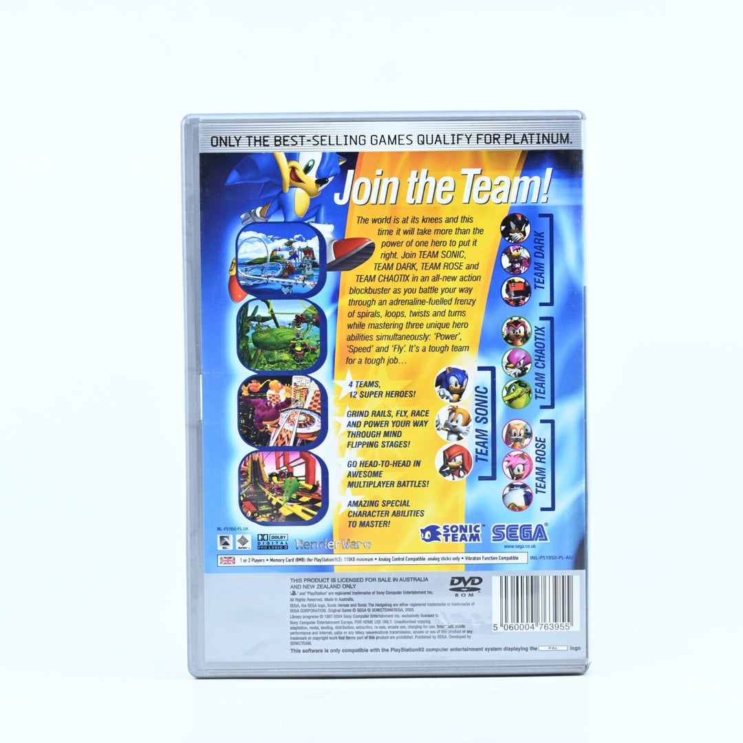 Sonic Heroes - Sony Playstation 2 / PS2 Game + Manual - PAL - MINT DISC!