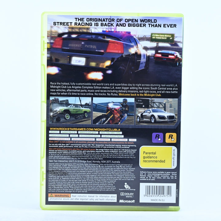 Midnight Club Los Angeles Complete Edition - Xbox 360 Game + Manual - PAL