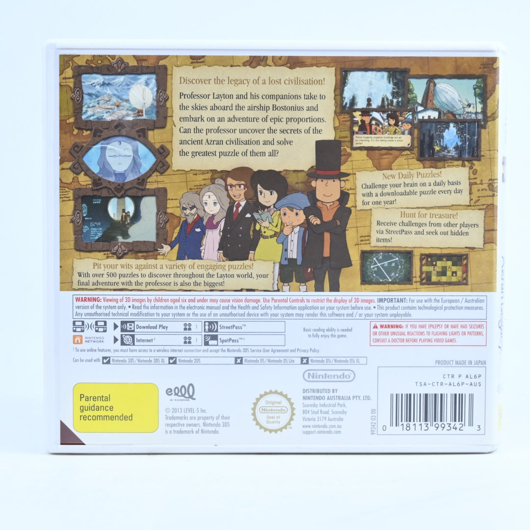 Professor Layton and the Azran Legacy - Nintendo 3DS Game - PAL + Manual