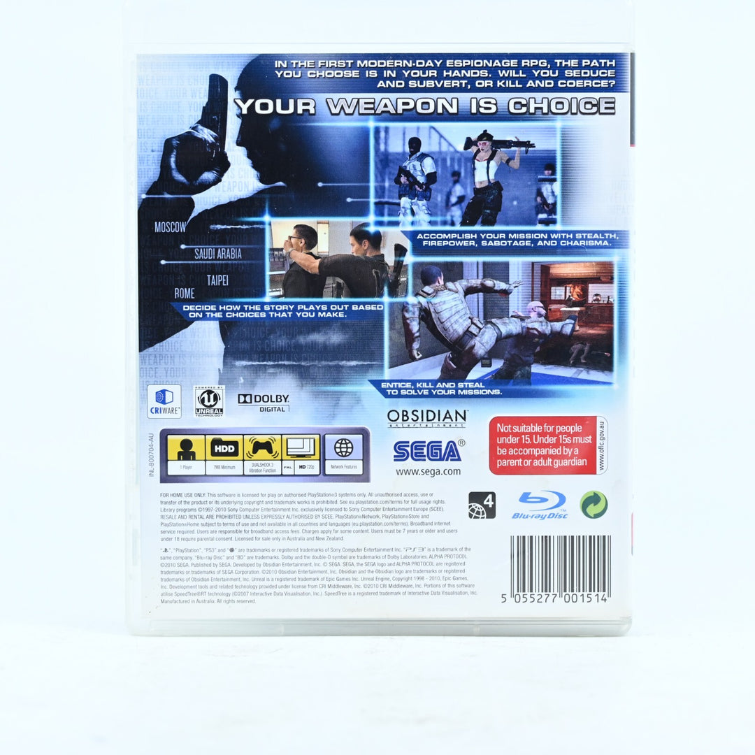 Alpha Protocol: The Espionage RPG - Sony Playstation 3 / PS3 Game + Manual