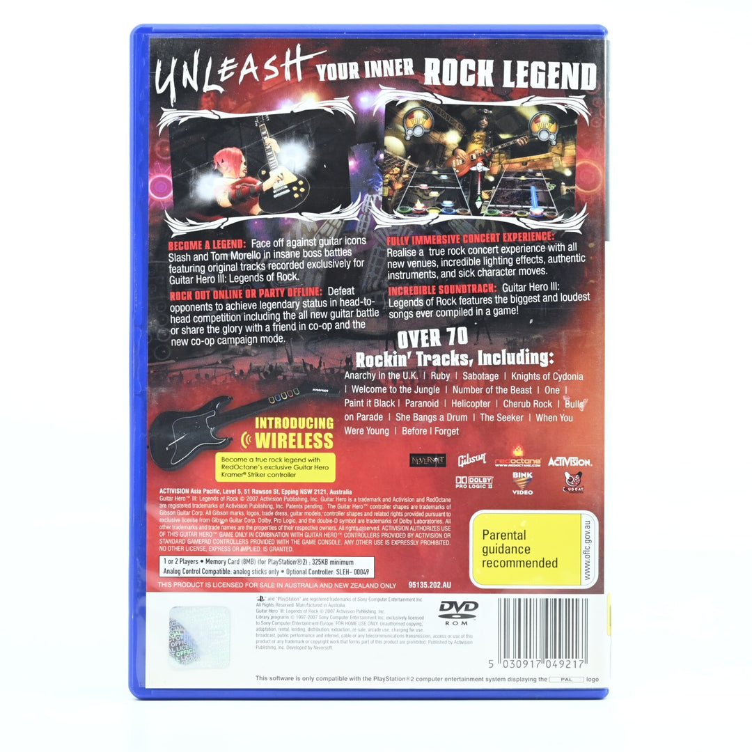 Guitar Hero III 3: Legends of Rock - Sony Playstation 2 / PS2 Game - PAL