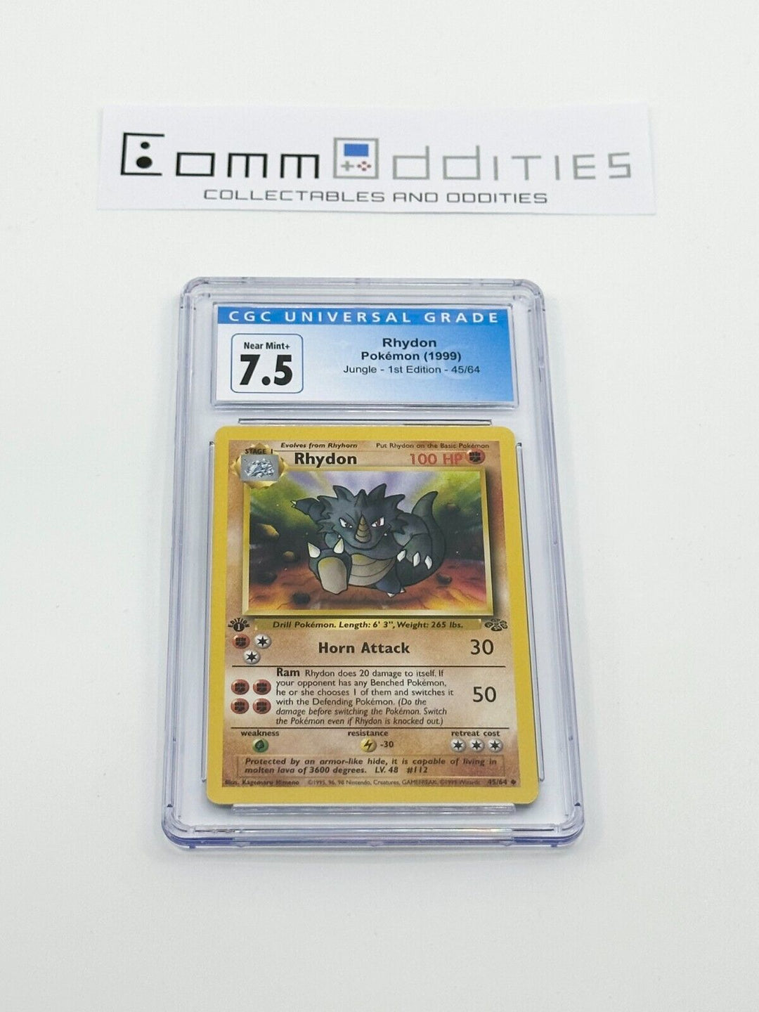 Rhydon 1st Edition CGC 7.5 Card - 1999 Pokemon Jungle Set 45/64 - FREE POST!