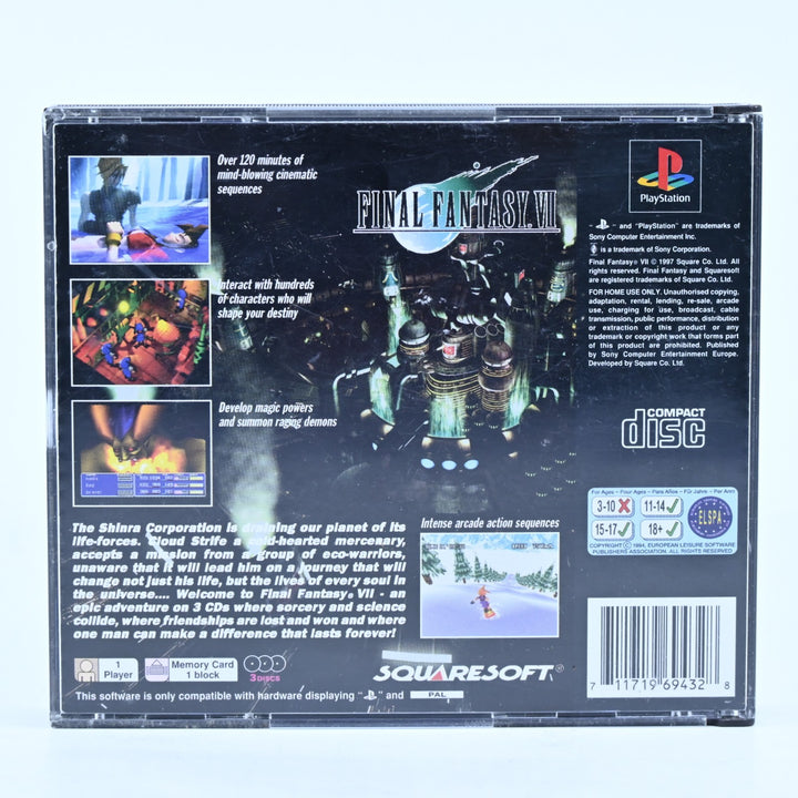 Final Fantasy VII - Sony Playstation 1 / PS1 Game + Manual - PAL - MINT DISC!