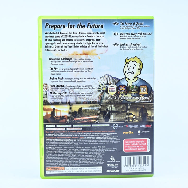 Fallout 3 GOTY Edition - Xbox 360 Game + Manual - PAL - MINT DISC!