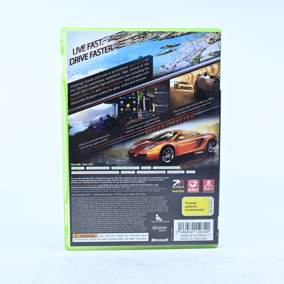 Test Drive Unlimited 2 - Xbox 360 Game + Manual - PAL - MINT DISC!