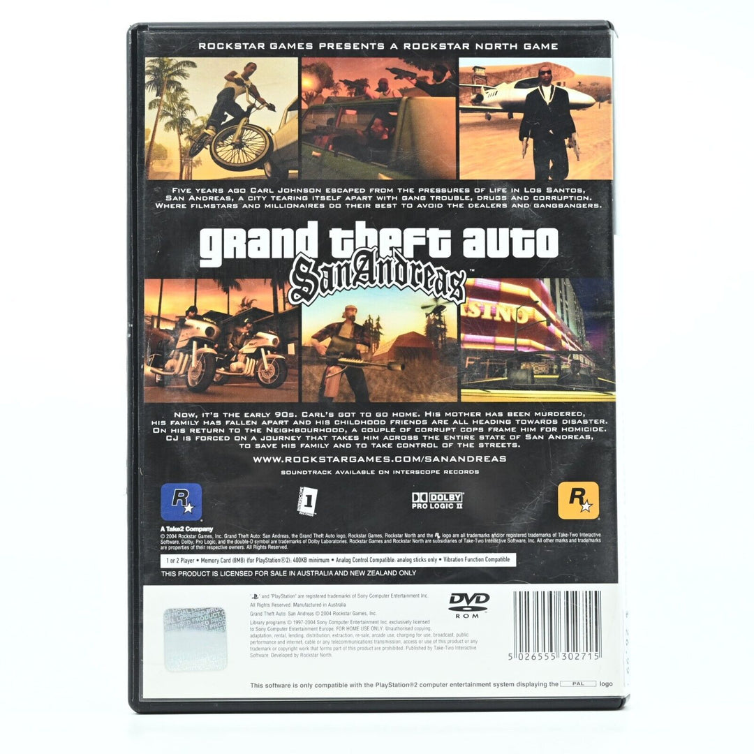 Grand Theft Auto: San Andreas - Sony Playstation 2 / PS2 Game - PAL - FREE POST!