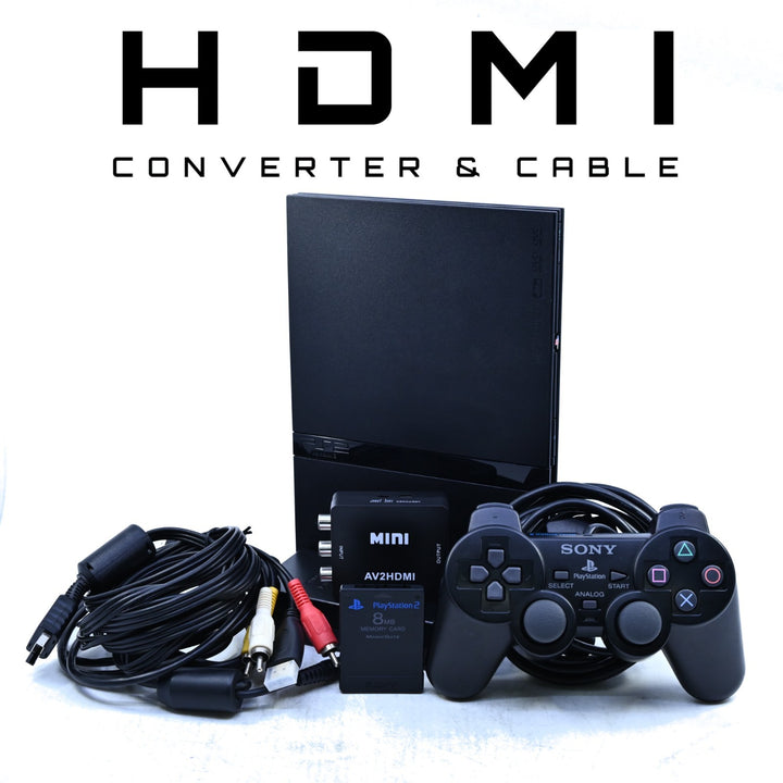 Sony Playstation 2 / PS2 Console - Slim - (1 or 2) GENUINE CONTROLLERS + HDMI