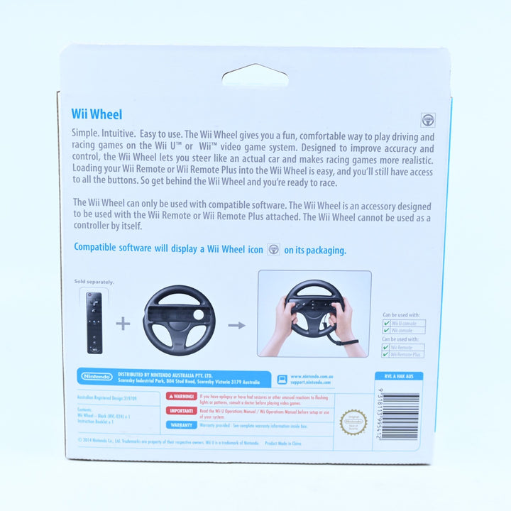 Black Wii Wheel - Nintendo Wii U Boxed Accessory - PAL - FREE POST!