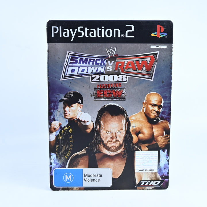 SmackDown vs. Raw 2008 Steelbook - Sony Playstation 2 / PS2 Game + Manual