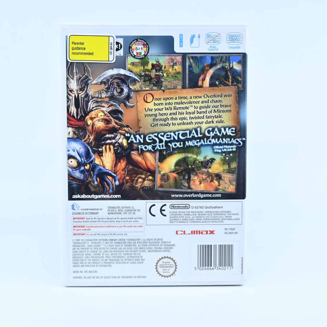Overlord: Dark Legend - Nintendo Wii Game + Manual - PAL - MINT DISC!