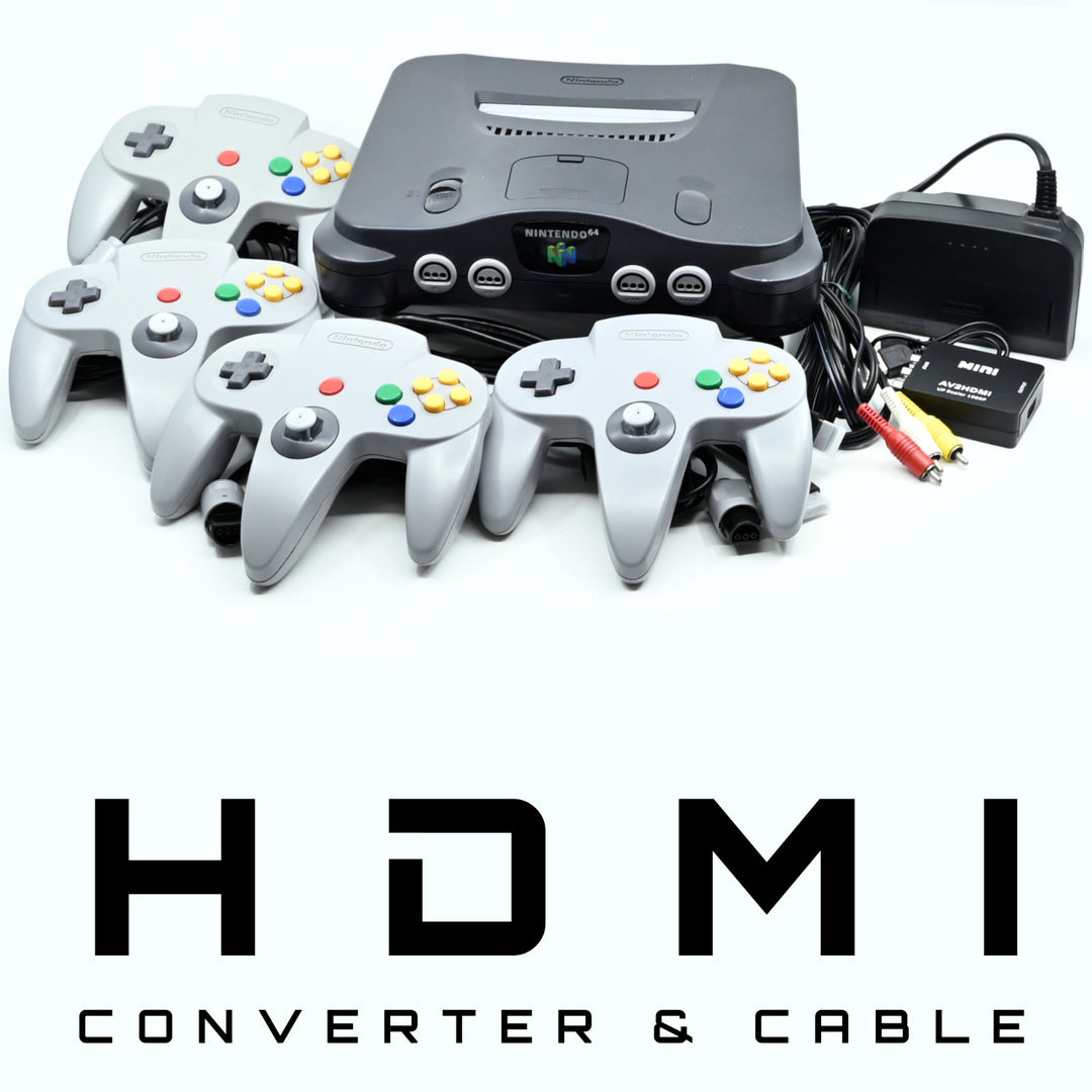 Nintendo 64 Console / N64 - (1,2,3 or 4) GENUINE CONTROLLERS + CABLES & HDMI!