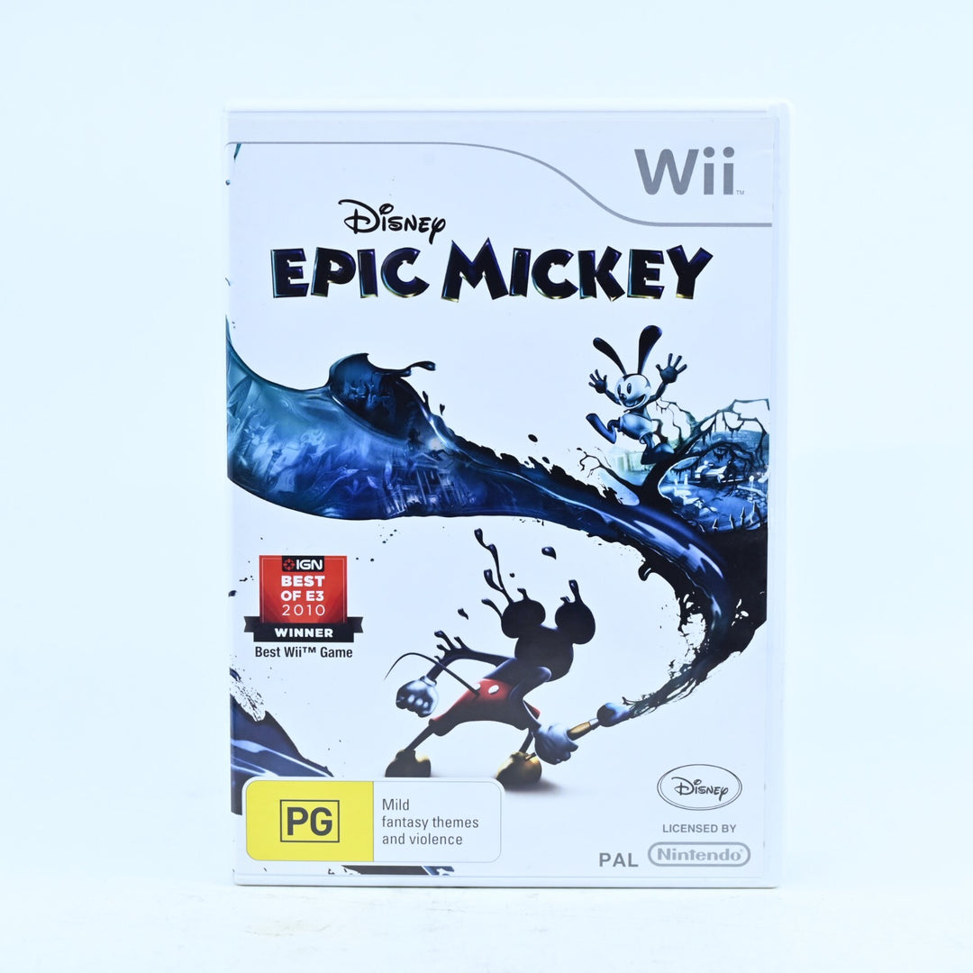 Epic Mickey - Nintendo Wii Game + Manual + Paintbrush Nunchuck - PAL