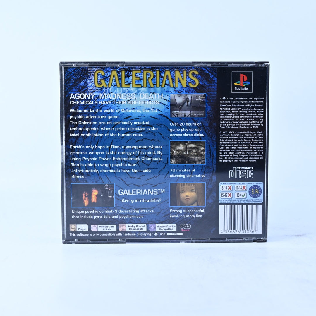 Galerians - Sony Playstation 1 / PS1 Game + Manual - PAL - MINT DISC!
