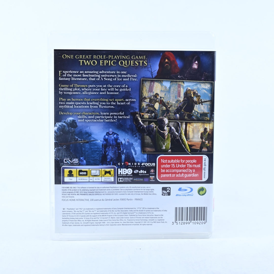 Game of Thrones - Sony Playstation 3 / PS3 Game - No Manual - MINT DISC!