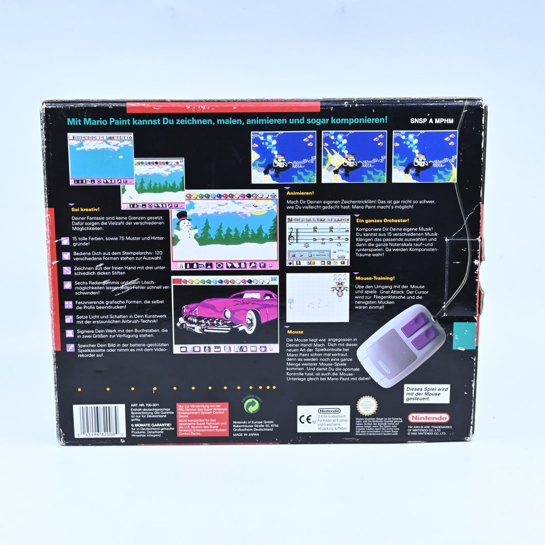 Mario Paint - Game with Mouse Pad and Mouse - Super Nintendo / SNES Accessory