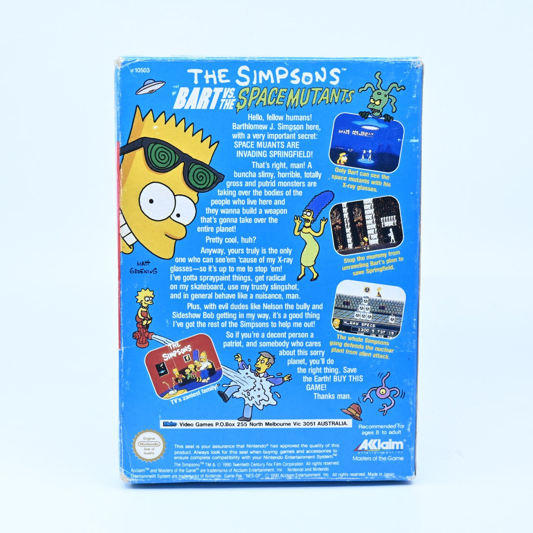 The Simpsons Bart Vs The Space Mutants - NES Boxed Game - PAL - FREE POST!