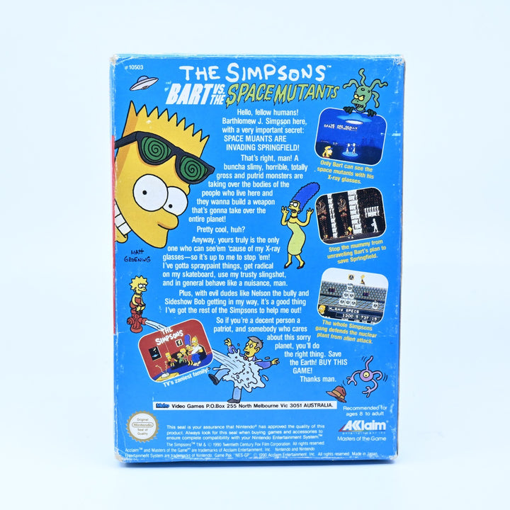 The Simpsons Bart Vs The Space Mutants - NES Boxed Game - PAL - FREE POST!