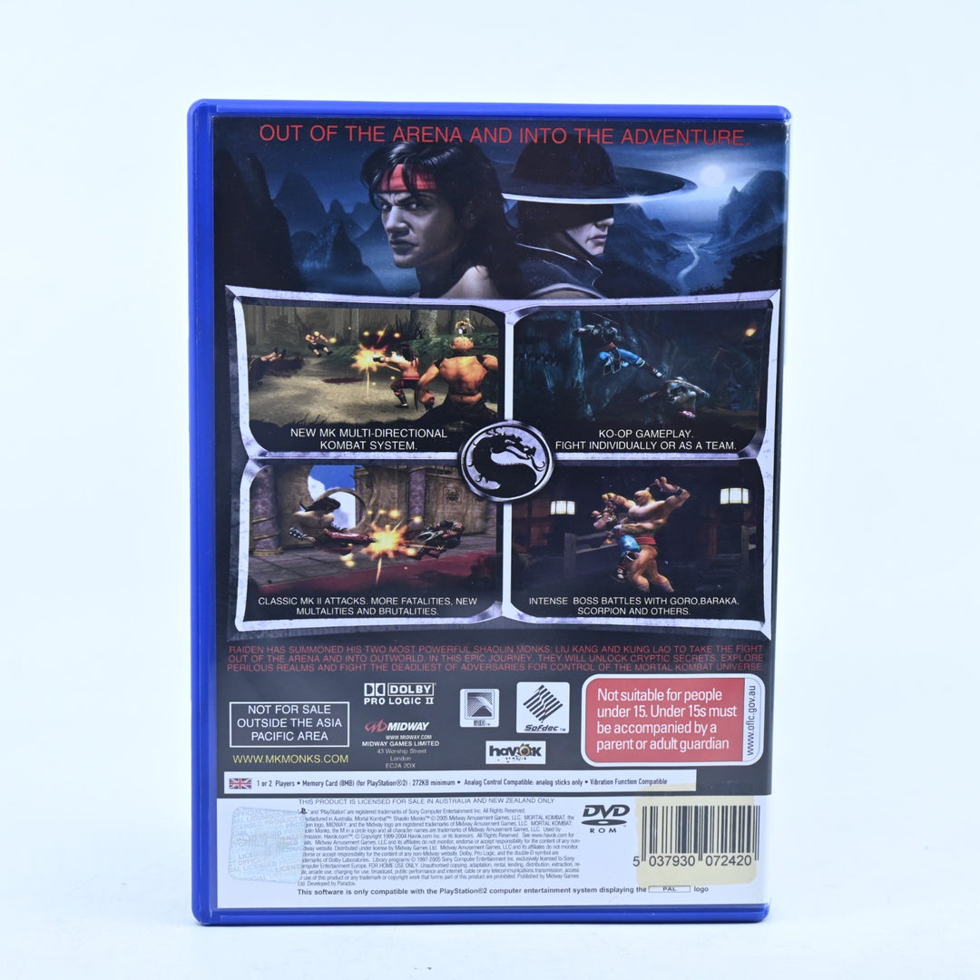 Mortal Kombat Shaolin Monks - Sony Playstation 2 / PS2 Game + Manual - PAL