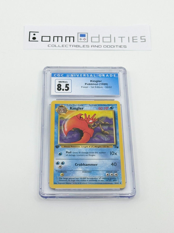 Kingler 1st Edition CGC 8.5 Pokemon Card - 1999 Fossil Set 38/62 - FREE POST!