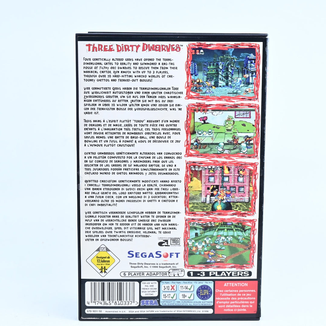 Three Dirty Dwarves - Sega Saturn Game - No Manual - PAL - MINT DISC!