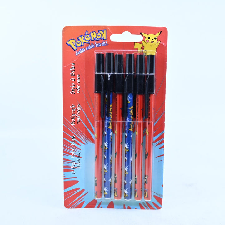 SEALED! Vintage Pokemon Ball Point Pens 6 Pack Black Ink - Anime Toy Collectable