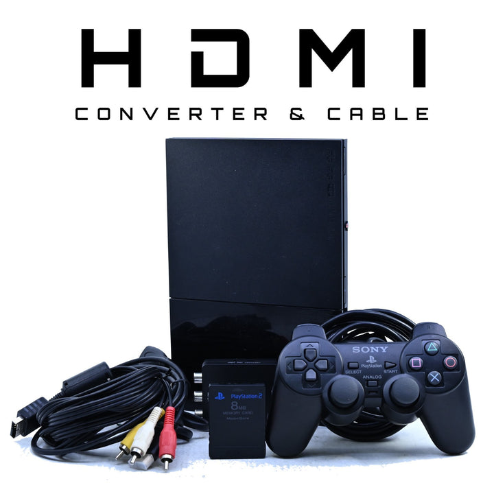 Sony Playstation 2 / PS2 Console - Slim Gloss V2 + GENUINE CONTROLLERS + HDMI!