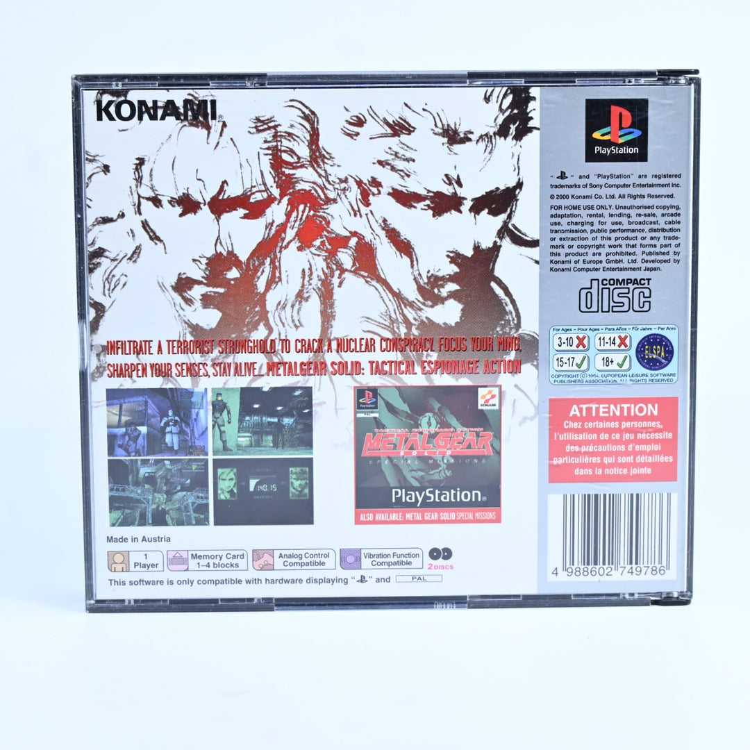 Metal Gear Solid - Sony Playstation 1 / PS1 Game + Manual - PAL - MINT DISC!