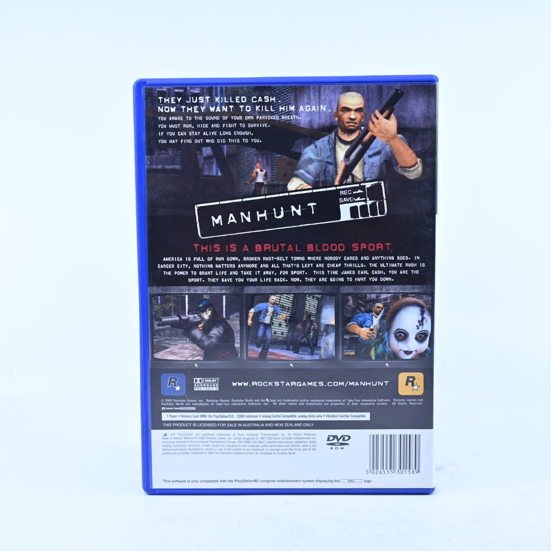 Manhunt - Sony Playstation 2 / PS2 Game + Manual - PAL - MINT DISC!