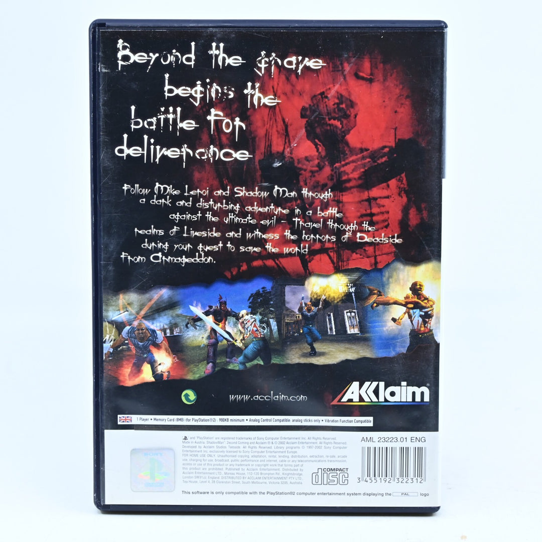 Shadow Man 2econd Second Coming Sony Playstation 2 PS2 Game + Manual - MINT DISC