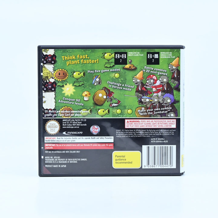 Plants Vs. Zombies - Nintendo DS Game - PAL + Manual - FREE POST!