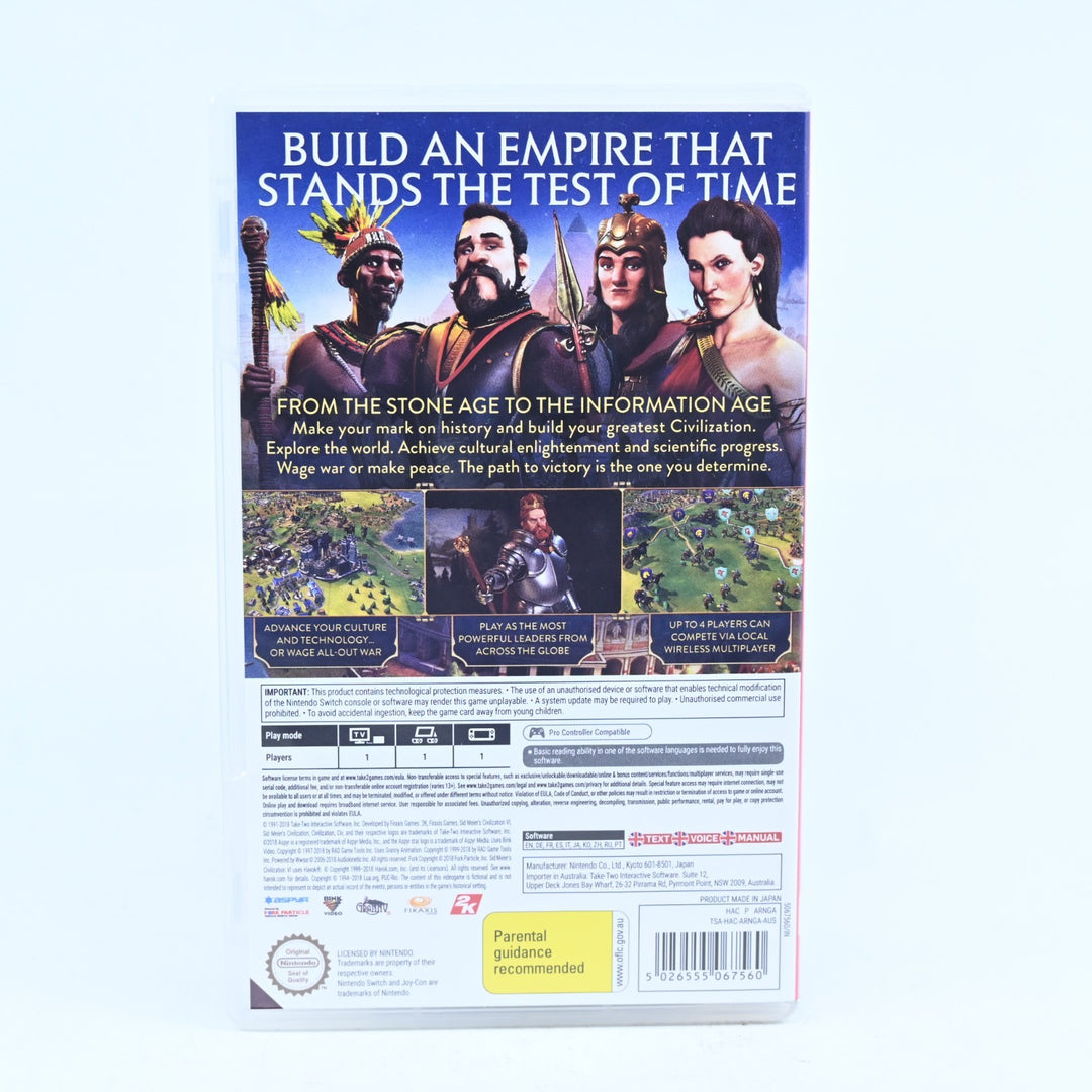 Sid Meier's Civilization VI 6 - Nintendo Switch Game - FREE POST!