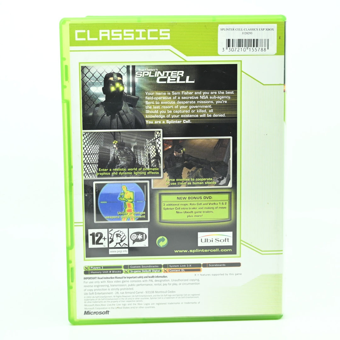 Tom Clancy's Splinter Cell - Original Xbox Game + Manual - PAL - MINT DISC!