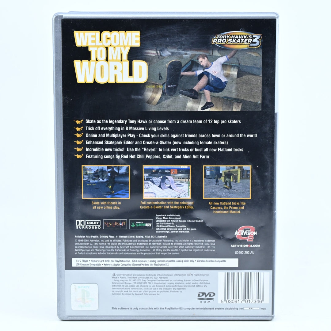 Tony Hawk's Pro Skater 3 - Sony Playstation 2 / PS2 Game + Manual - PAL