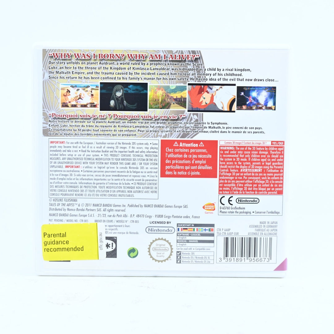 Tales of the Abyss - Nintendo 3DS Game - PAL + Manual - FREE POST!