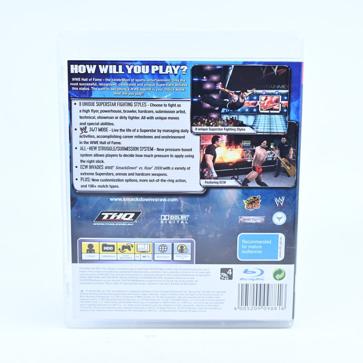 WWE SmackDown vs. Raw 2008 - Sony Playstation 3 / PS3 Game + Manual
