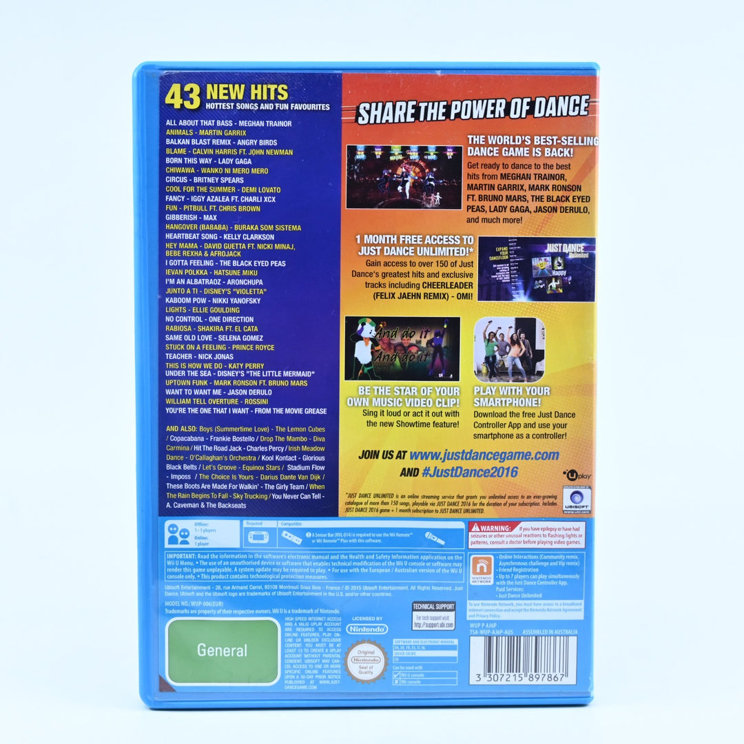 Just Dance 2016 - Nintendo Wii U Game - PAL - FREE POST!