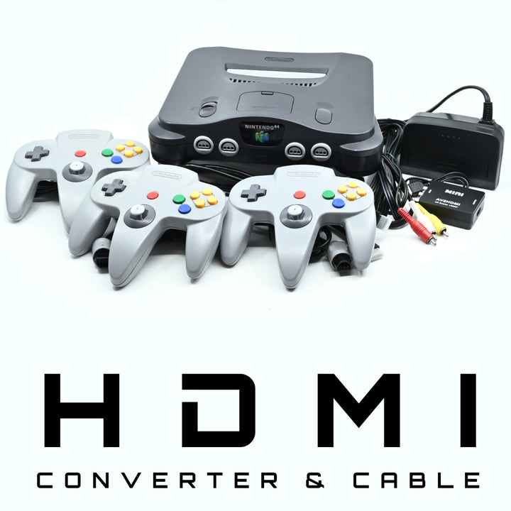 Nintendo 64 Console / N64 - (1,2,3 or 4) GENUINE CONTROLLERS + CABLES &amp; HDMI!