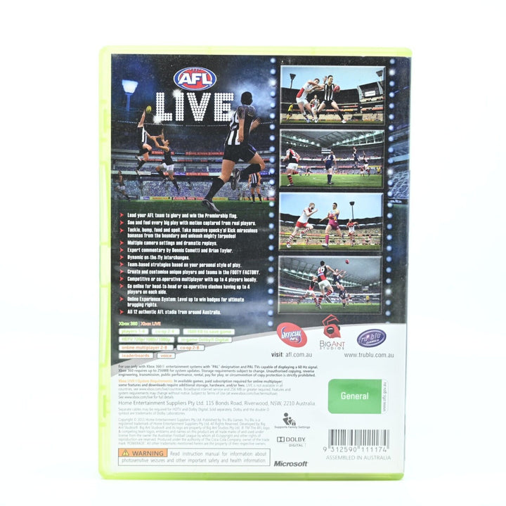 AFL Live - Xbox 360 Game - PAL - FREE POST!
