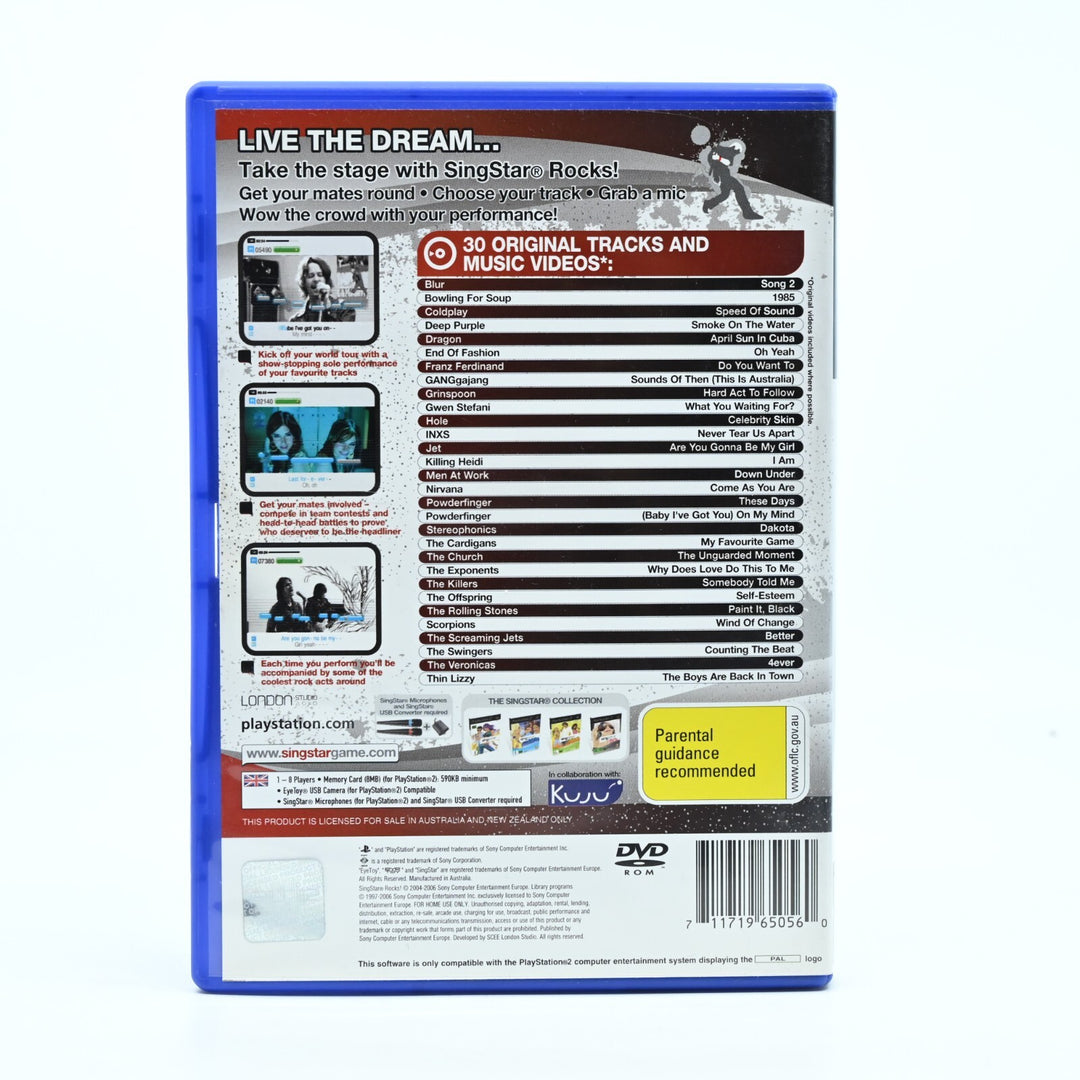 SingStar Rocks! - Sony Playstation 2 / PS2 Game + Manual - PAL - MINT DISC