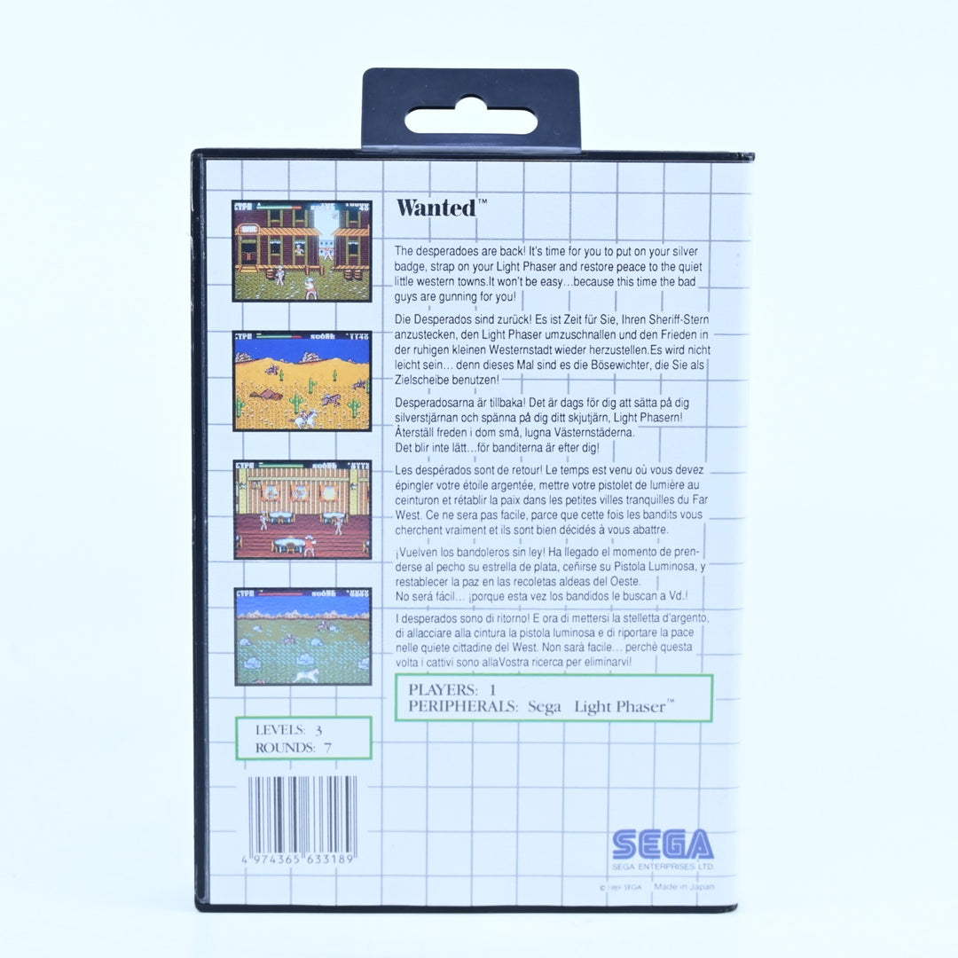Wanted - Sega Master System Game + Manual - PAL - FREE POST!