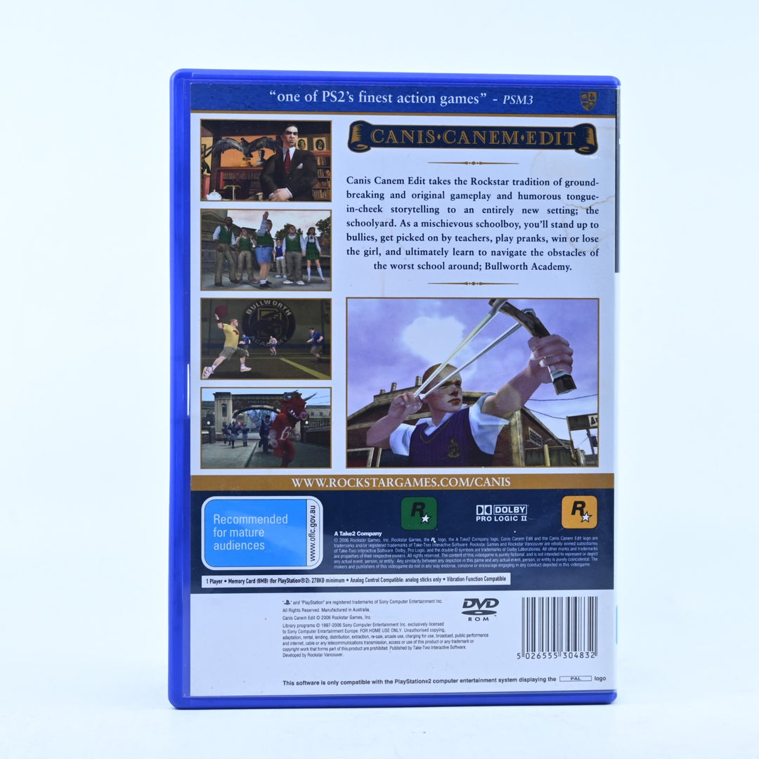 Canis Canem Edit - Bully - Sony Playstation 2 / PS2 Game + Manual - PAL