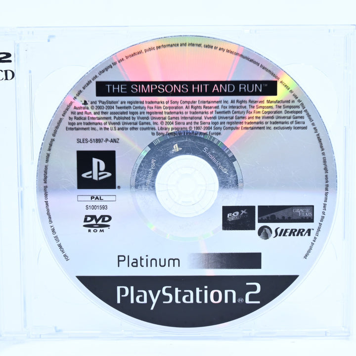 The Simpsons Hit & Run - PS2 Game - Disc Only - PAL - MINT DISC!