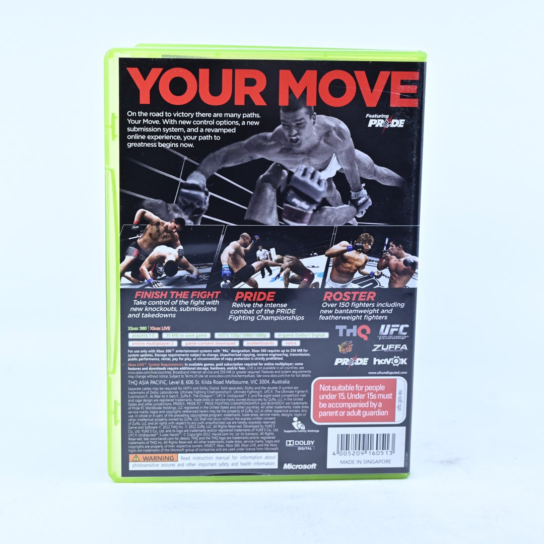 UFC Undisputed 3 - Xbox 360 Game + Manual - PAL - MINT DISC!