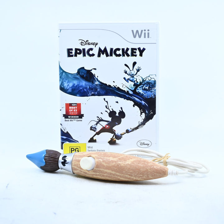 Epic Mickey - Nintendo Wii Game + Manual + Paintbrush Nunchuck - PAL