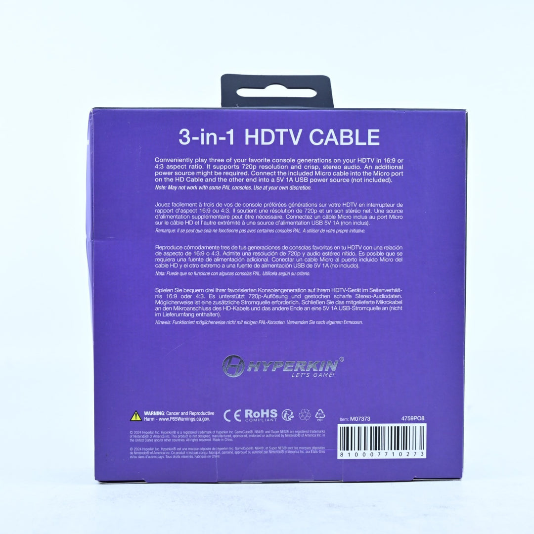 Hyperkin 3-in-1 HDTV Cable - Nintendo Gamecube Accessory / N64 Accessory