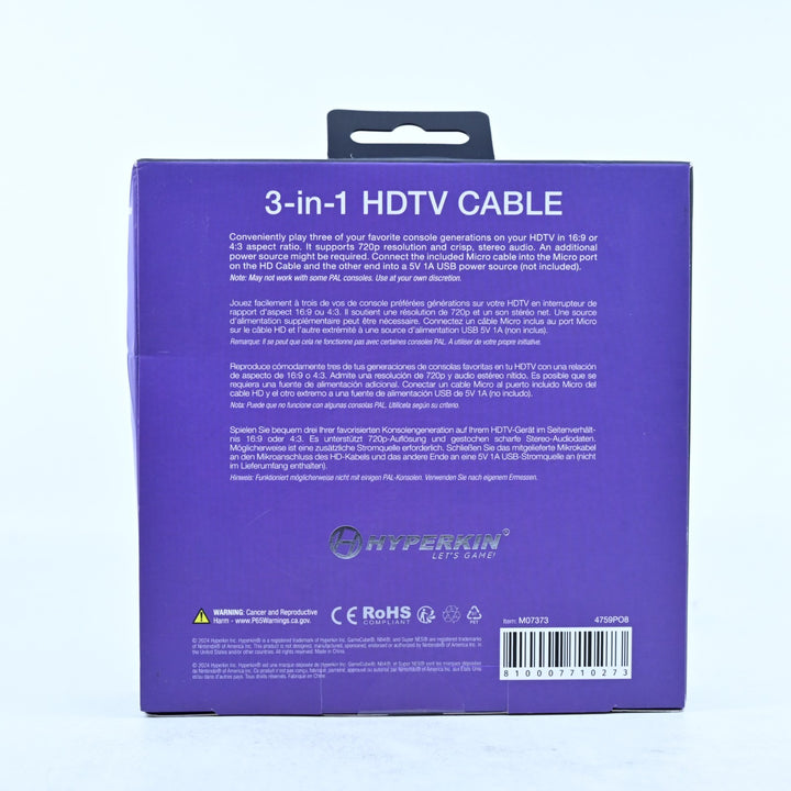 Hyperkin 3-in-1 HDTV Cable - Nintendo Gamecube Accessory / N64 Accessory