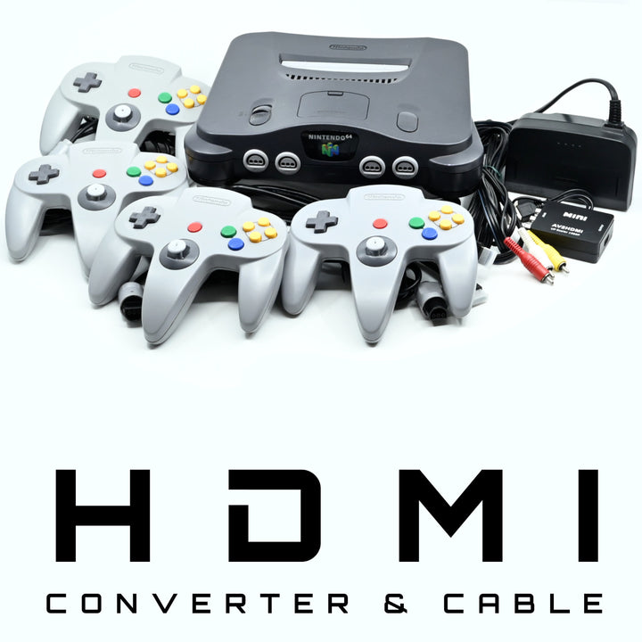 Nintendo 64 Console / N64 - (1,2,3 or 4) GENUINE CONTROLLERS + CABLES &amp; HDMI!