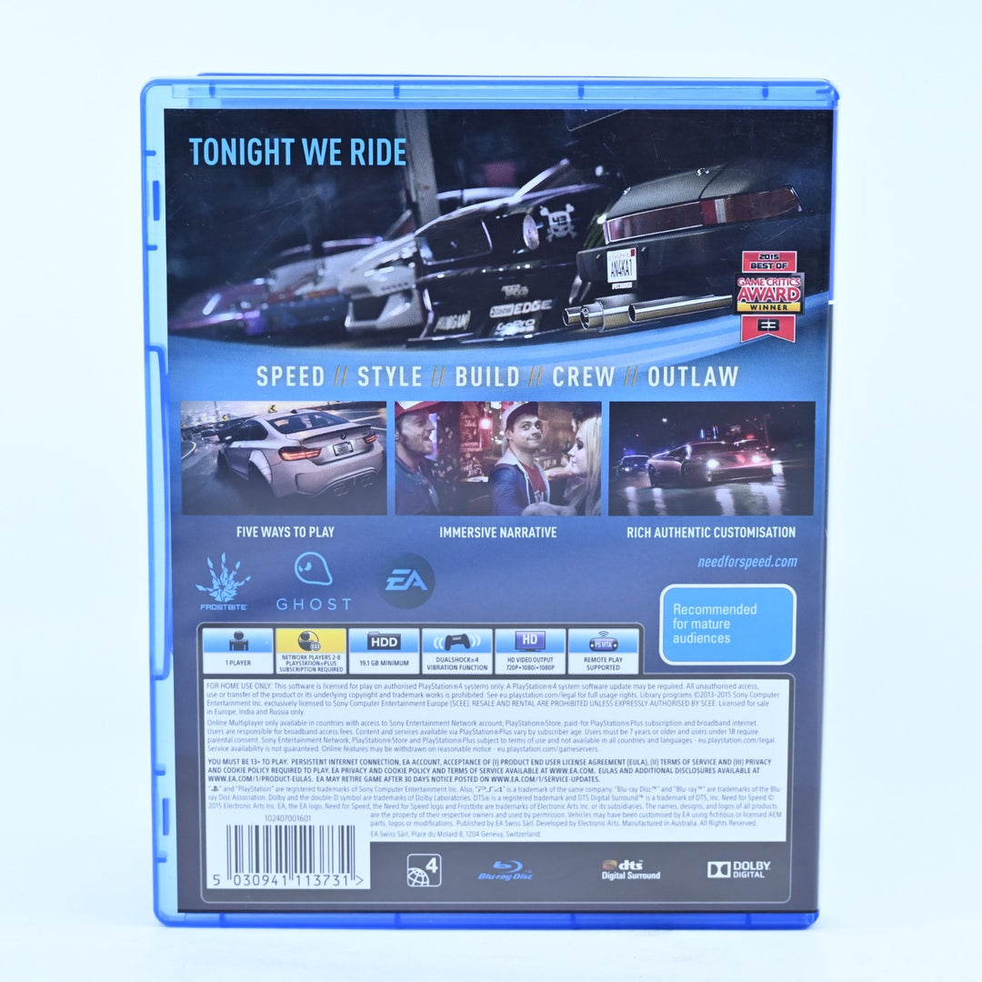 Need for Speed - Sony Playstation 4 / PS4 Game - MINT DISC!